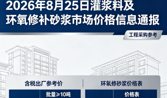 湘东2026年8月25日灌浆料及环氧修补砂浆市场价格信息通报